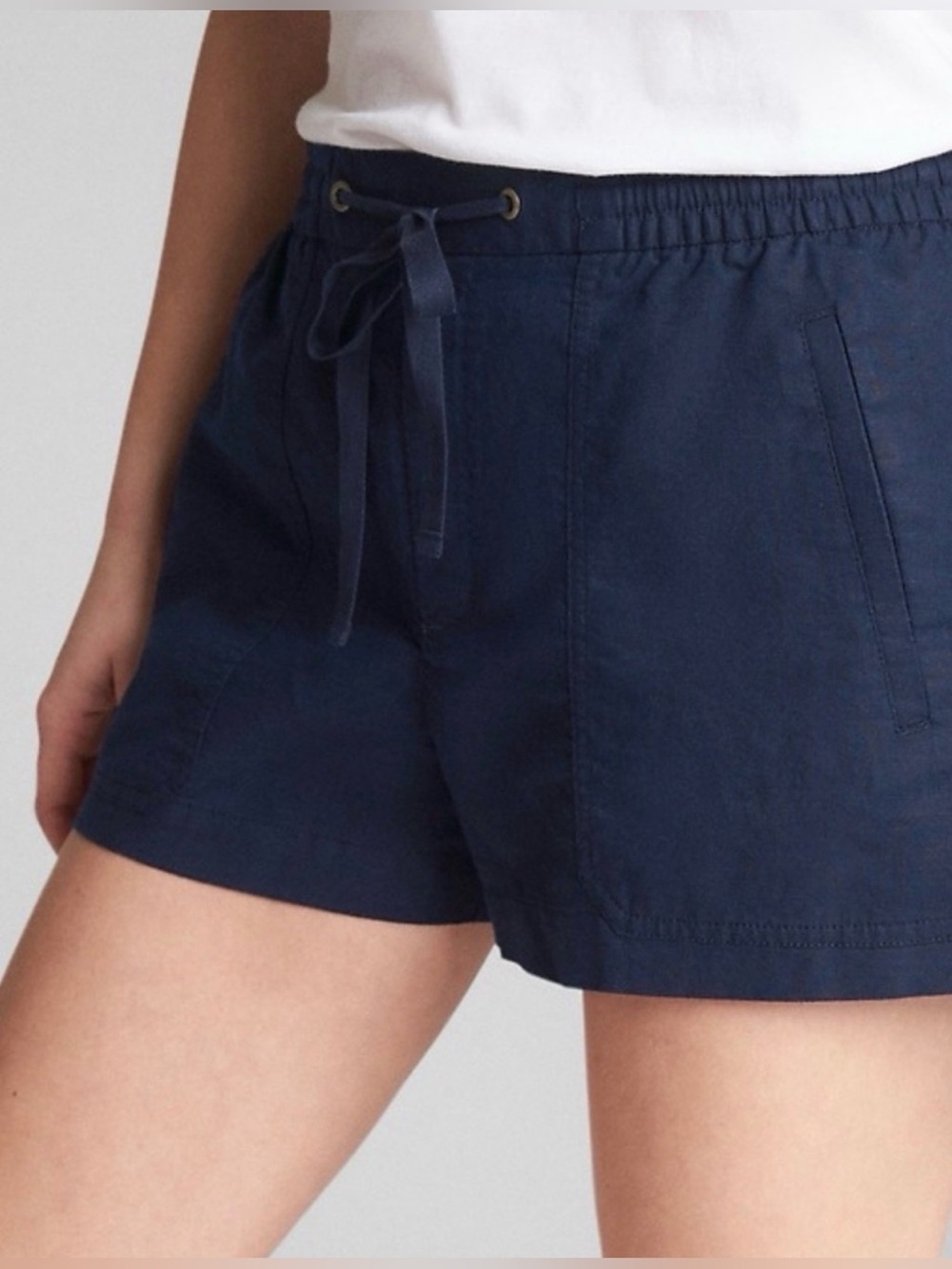 Gap Pull On Linen Blend Utility Shorts Navy